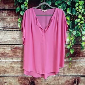 Gibson Latimer Blouse Size XL Bubblegum Pink Top Short Sleeve Business Barbie